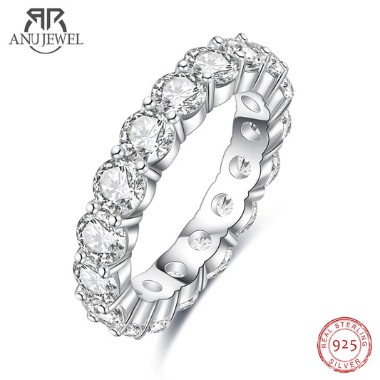 4mm 5cttw D Color Moissanite Wedding Band Ring 925 Sterling Silver Eternity Band Rings For Women Jewelry Wholesale