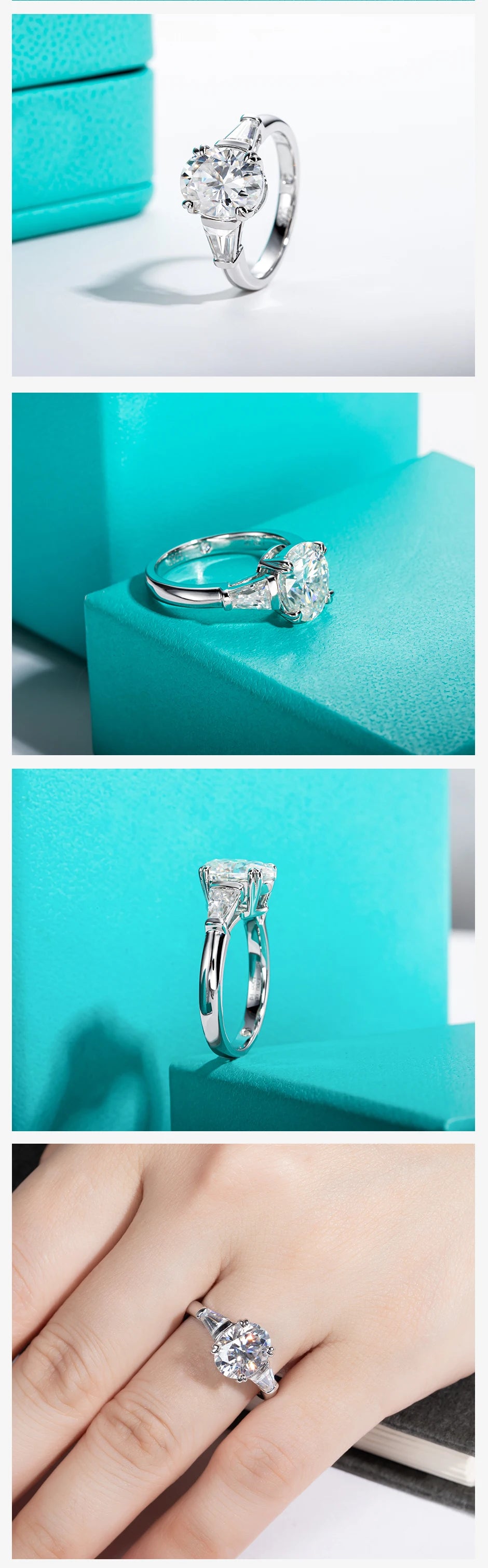 AnuJewel 3.8cttw Oval Cut D Color Moissanite Diamond Engagement 925 Sterling Silver Rings For Women Jewelry Wholesale