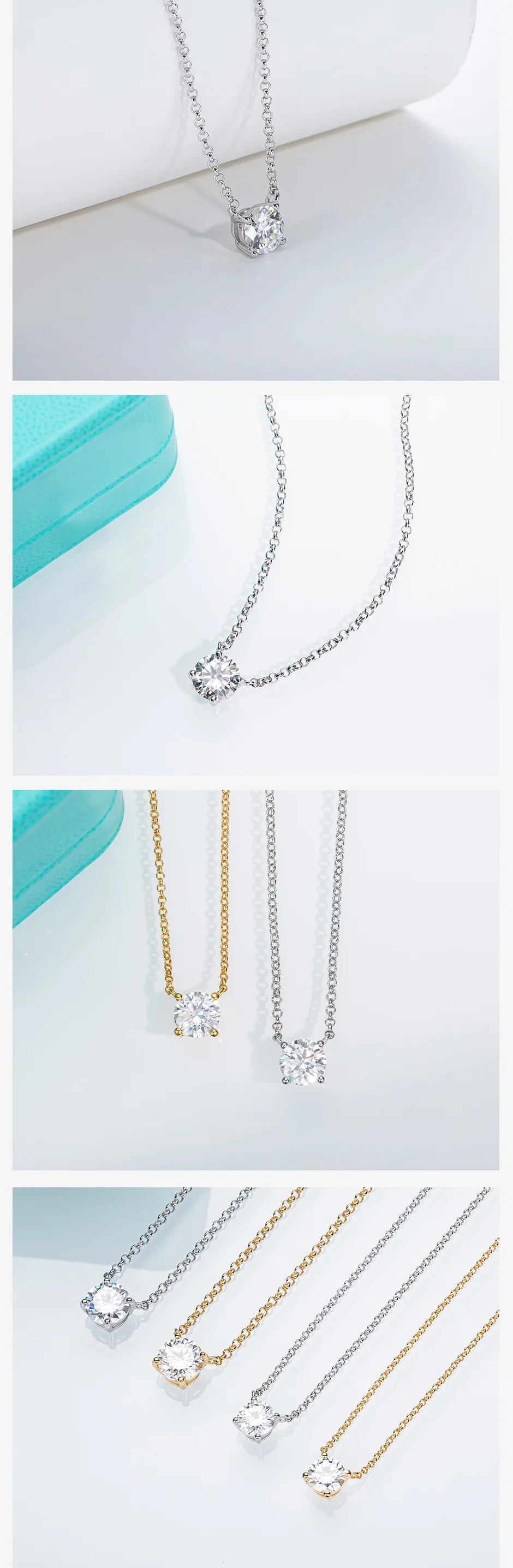 AnuJewel D Color 1ct 2ct 3ct Moissanite Diamond 18K Gold Plated Pendant Necklace For Women Anniversary Gifts Wholesale