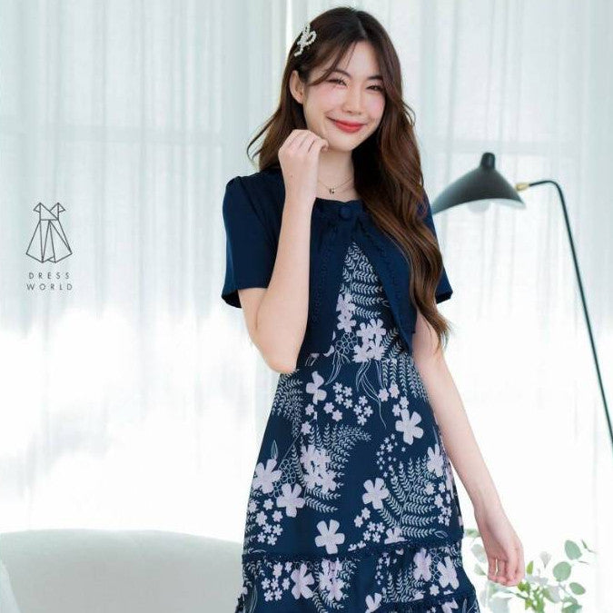 ชุดเดรสน่ารักๆ ชุดเดรส ทำงาน กระโปรงสั้น สีชมพู ขาว กรมท่า เดรสสั้น กระโปรงบาน ไซส์ S M L XL 2XL Woman Dress Dresses
