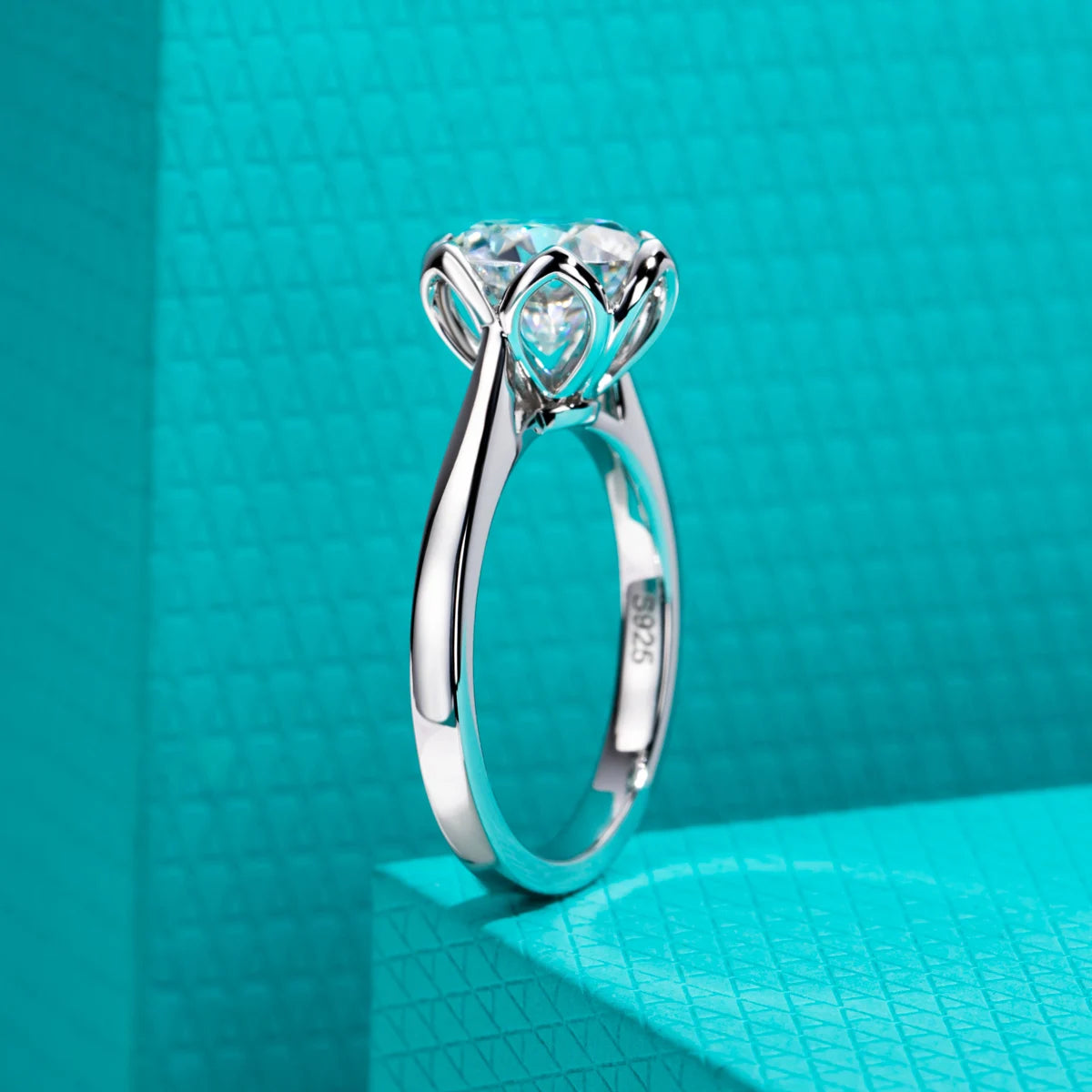 AnuJewel 3ct D Color Moissanite Lotus Engagement Ring 925 Sterling Silver Solitaire Promise Rings for Women Jewelry Gifts