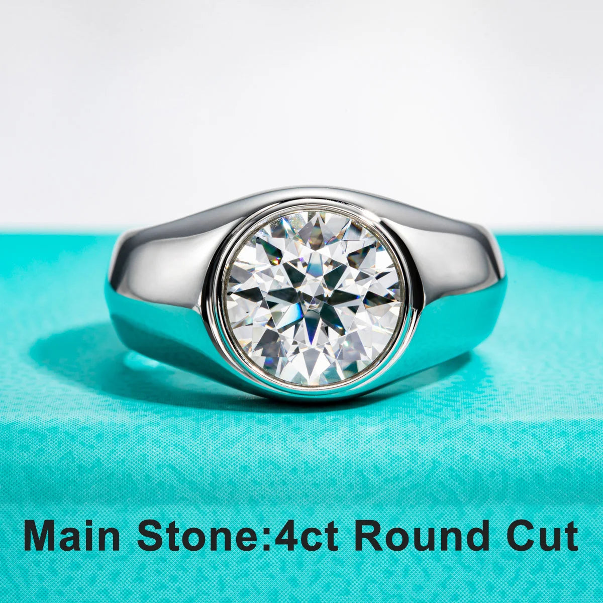 AnuJewel 4ct D Color Moissanite Men Rings 18K Gold Plated  Silver Engagement Bezel Rings For Men Factory Jewelry Wholesale