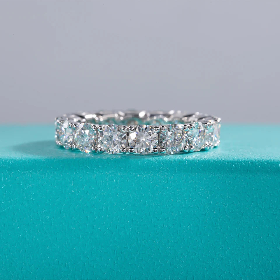AnuJewel  4mm D Color Moissanite Eternity Band Ring 925 Sterling Silver Wedding Rings For Women Jewelry Wholesale
