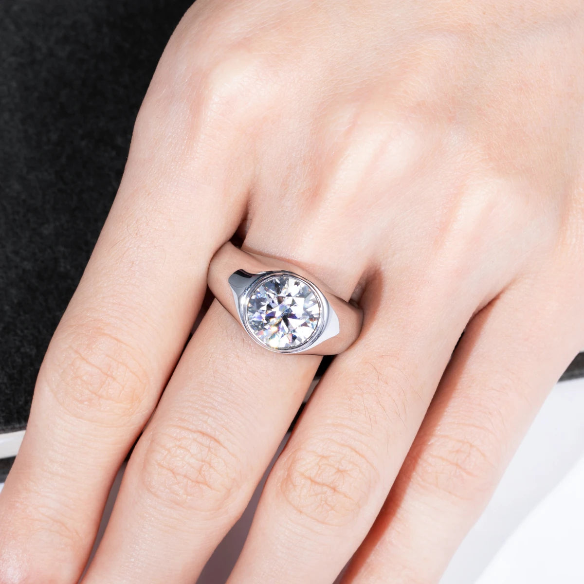 AnuJewel 4ct D Color Moissanite Men Rings 18K Gold Plated  Silver Engagement Bezel Rings For Men Factory Jewelry Wholesale