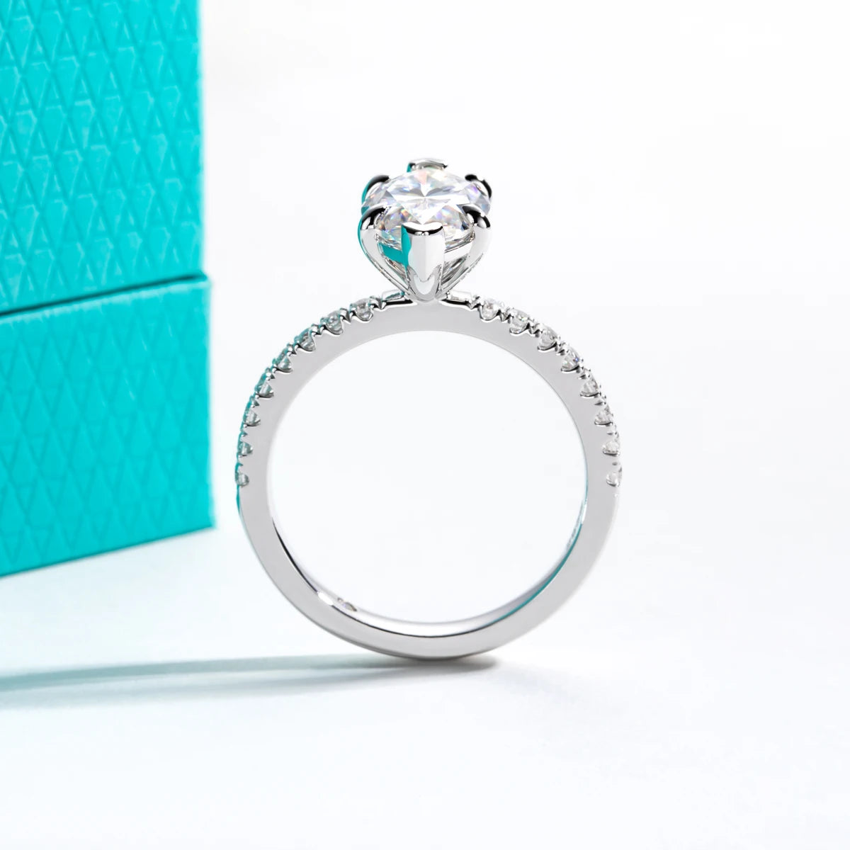 AnuJewel 3ct D Color Marquise Cut Moissanite Ring 925 Sterling Silver Engagement Wedding Ring for Women Birthday Jewelry Gift