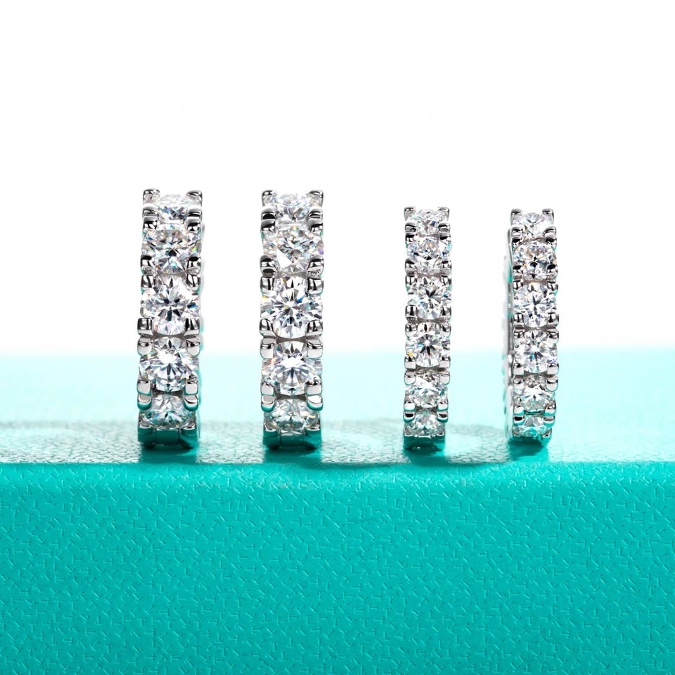 AnuJewel 2.6cttw(3mm)/6cttw(4mm) D Color Moissanites Hoop Earrings 925 Sterling Silver Luxury Huggie Earring for Women Jewelry