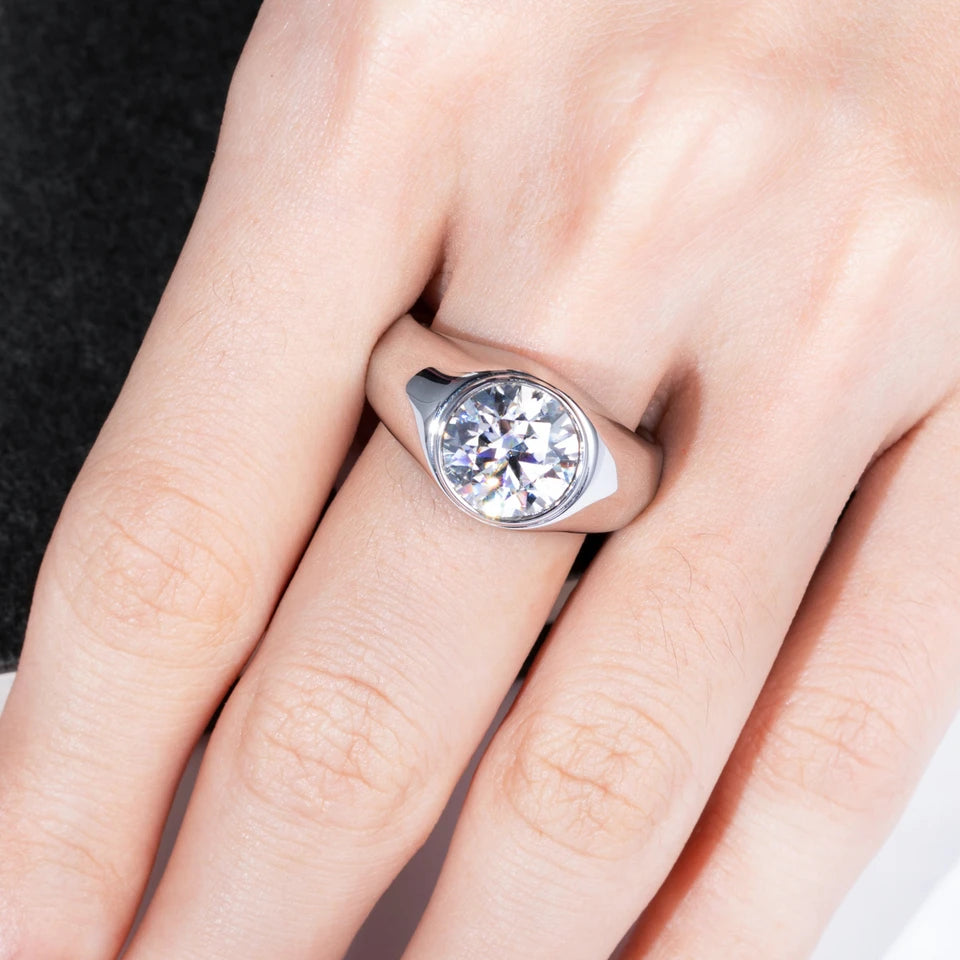 AnuJewel 4ct D Color Moissanite Men Rings 18K Gold Plated  Silver Engagement Bezel Rings For Men Factory Jewelry Wholesale