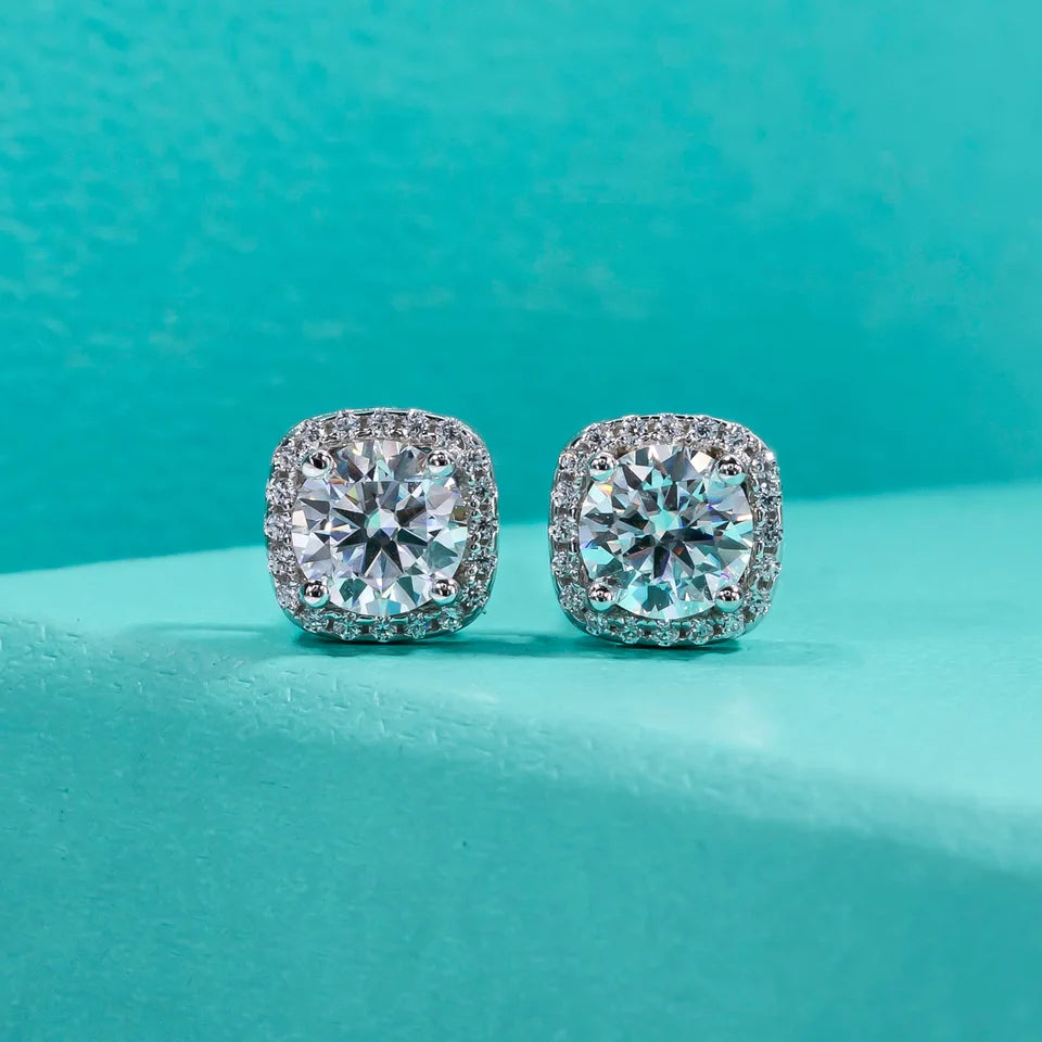AnuJewel 5mm 1cttw D Color Moissanite Diamond 925 Sterling Silver Stud Earrings for Woman Fine Jewelry Wholesale