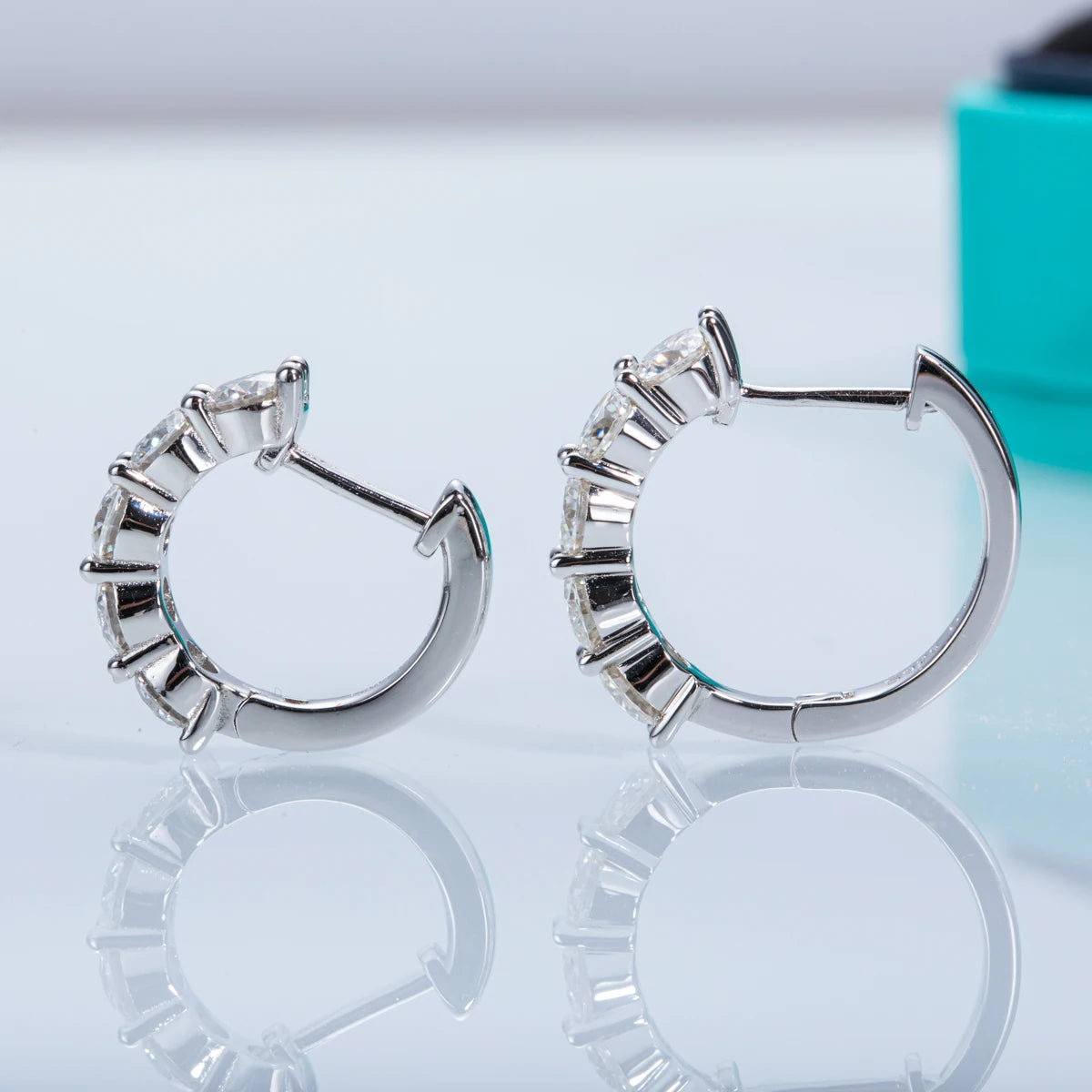 AnuJewel 4mm 3cttw D Color Moissanite Huggie Hoop Earrings 925 Sterling Silver Luxury Huggie Earring For Women