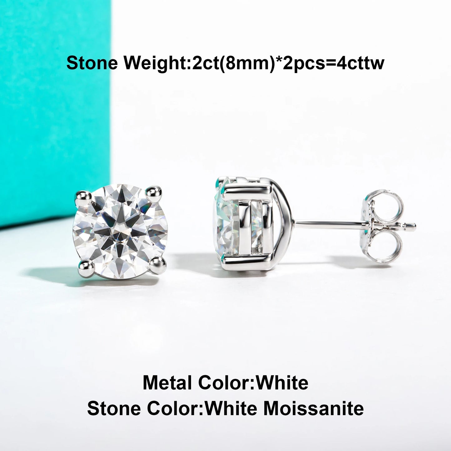 AnuJewel 10k Gold 4/3/2/1.6/1/0.6ct Moissanite Stud Earrings For Women Real 10K Gold Post Anti-allergy Men Earrings Jewelry