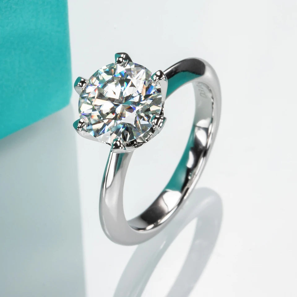 AnuJewel 1ct 2ct 3ct 5ct D Color Moissanite Engagement  Ring for Women 925 Sterling Silver Gold Plated Solitaire Rings Wholesale