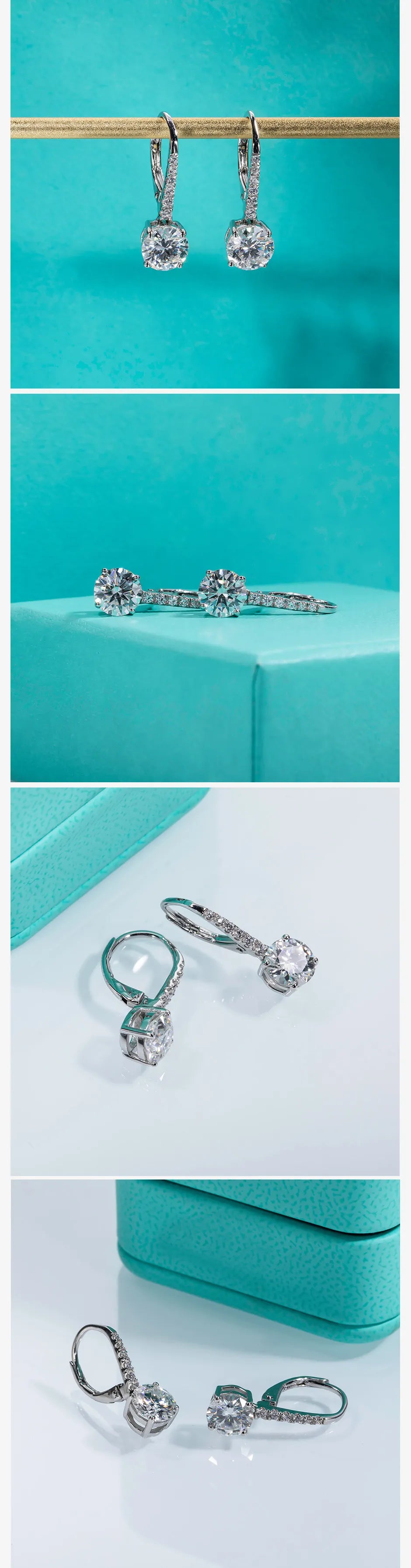 AnuJewel 1 Carat D Color Moissanite Dangle Drop 925 Sterling Silver Earrings With Certificate Jewelry Wholesale