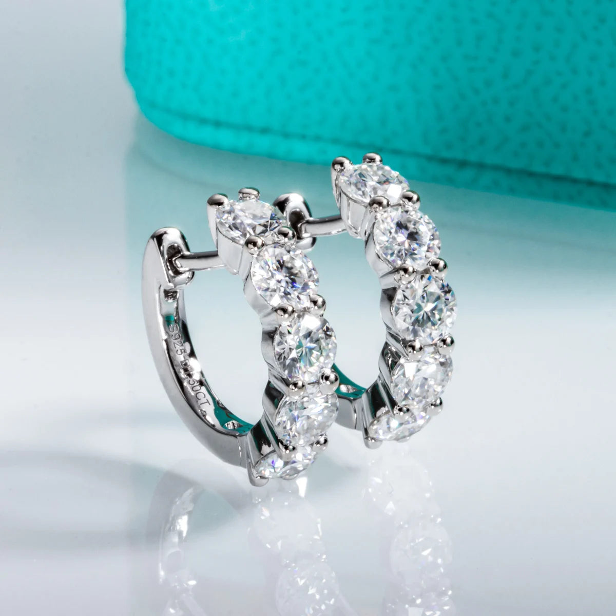 AnuJewel 4mm 3cttw D Color Moissanite Huggie Hoop Earrings 925 Sterling Silver Luxury Huggie Earring For Women