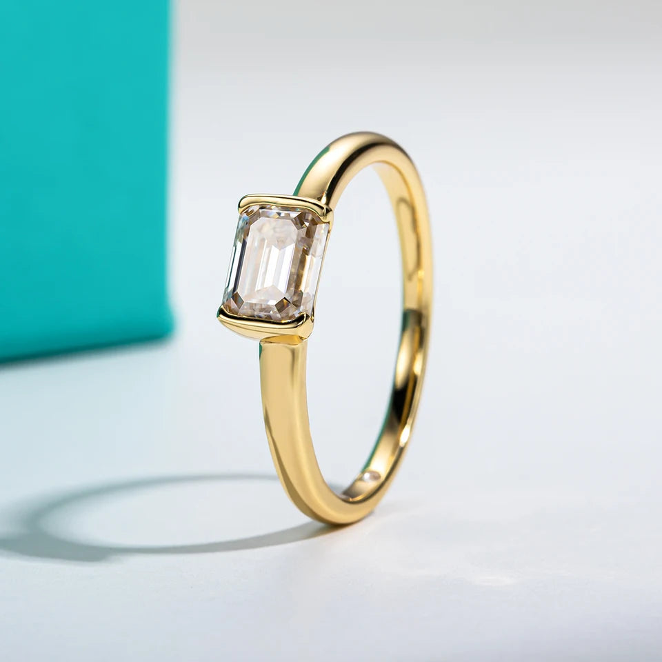 AnuJewel 1 Carat Emerald Cut D Color Moissanite Ring  925 Sterling Silver  Engagement Wedding Rings For Women Wholesale