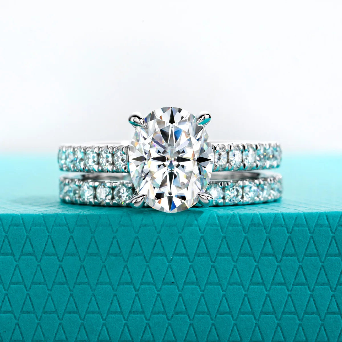 AnuJewel 3ct (Total 4.042ct) Oval Cut D Color Moissanite Bridal Ring Set Wedding Band Silver Rings With Cer Jewelry Wholesale