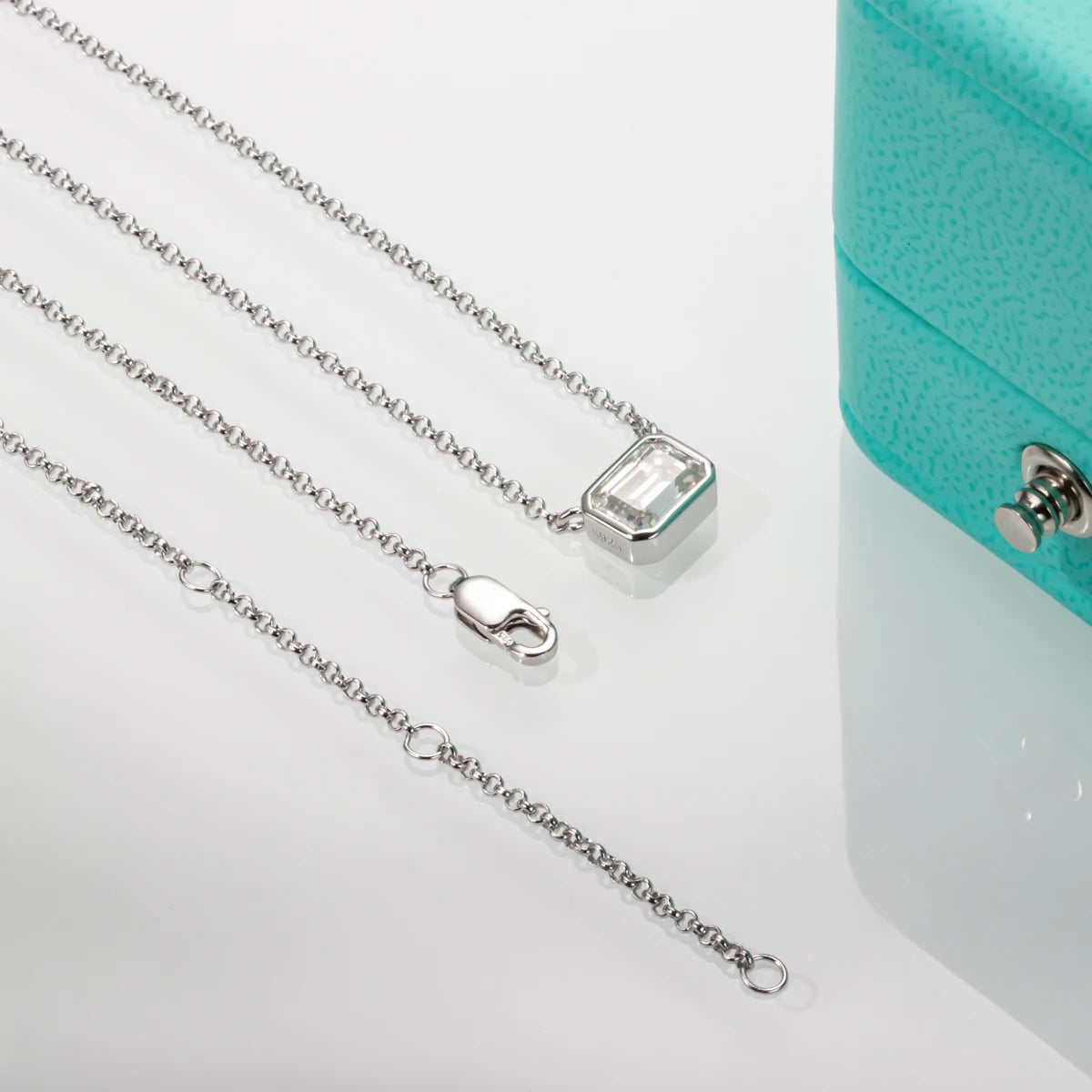 AnuJewel 1ct D Color Emerald Cut Moissanite Pendant Necklace 925 Sterling Silver Necklaces For Women Gifts Wholesale