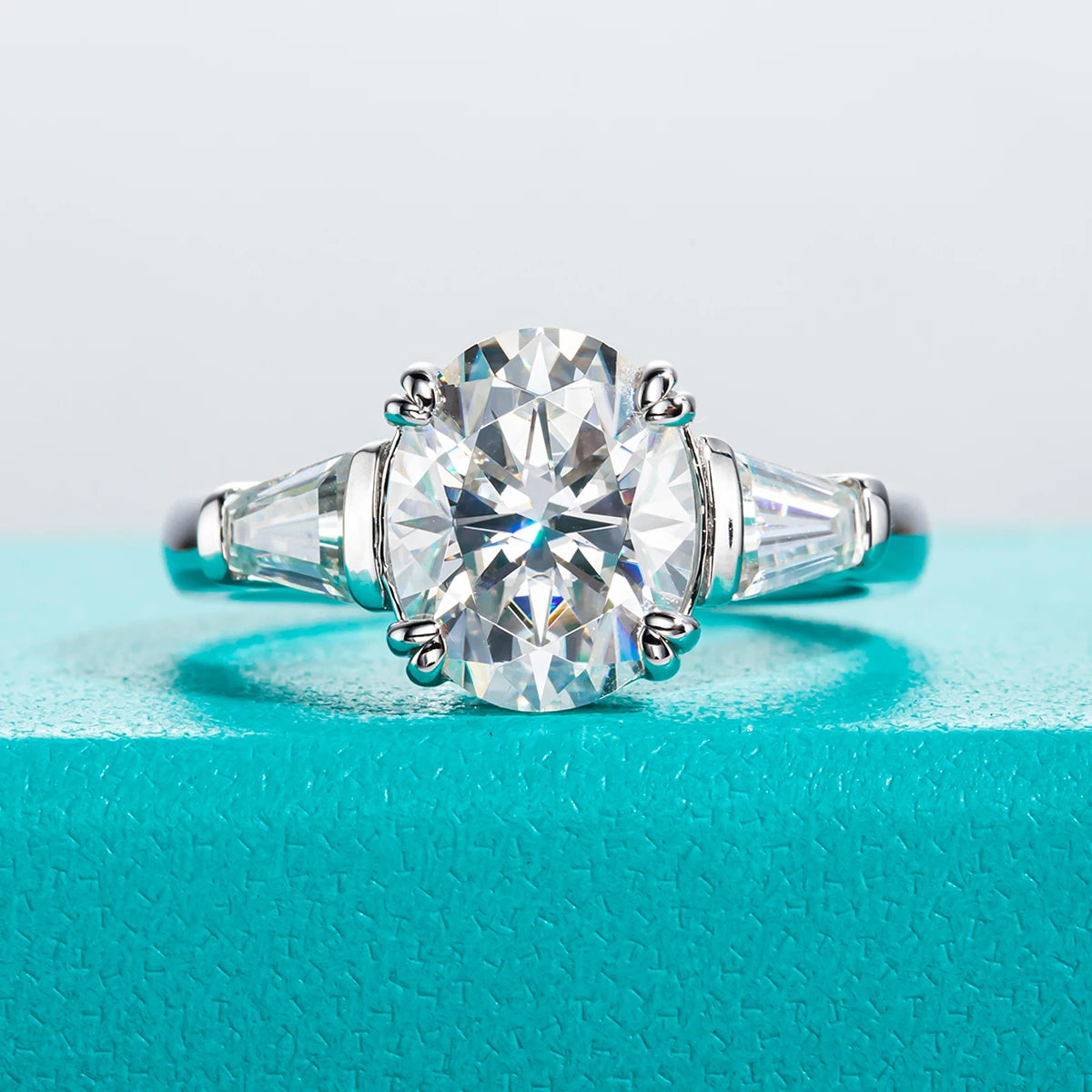 AnuJewel 3.8cttw Oval Cut D Color Moissanite Diamond Engagement  925 Sterling Silver Rings For Women  Jewelry Wholesale