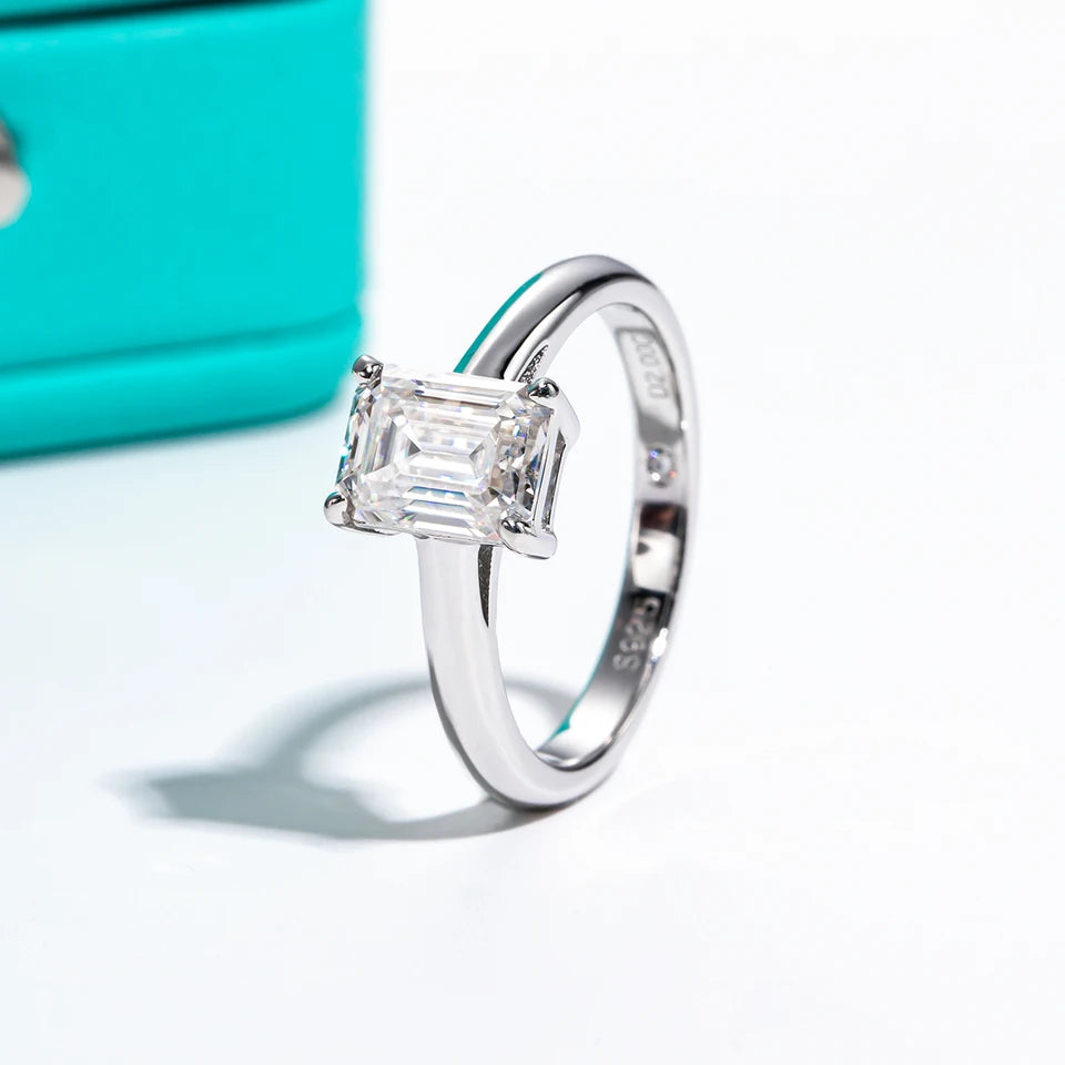AnuJewel 6x8mm 2ct Emerald Cut Moissanite Engagement Wedding Ring 925 Sterling Silver Rings For Women Jewelry Wholesale