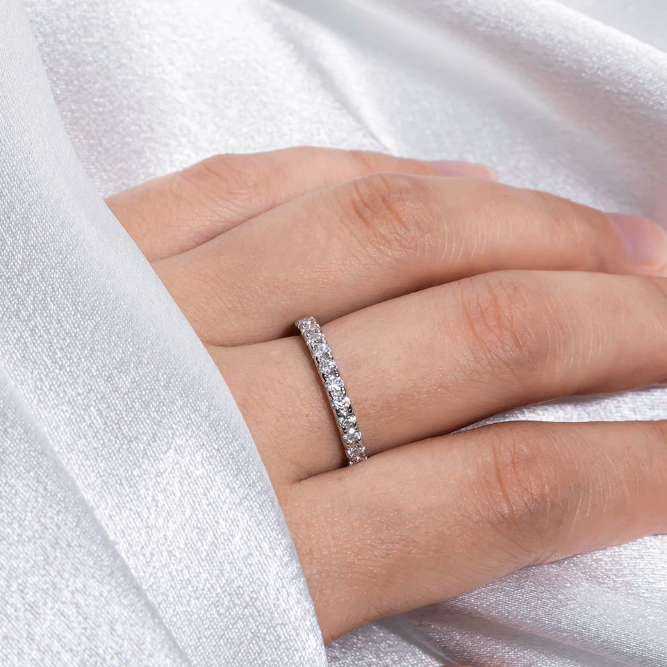 AnuJewel  1.9MM D Color Moissanite Diamond Band Ring 18K Gold Plated Silver  Wedding  Rings Jewelry Wholesale