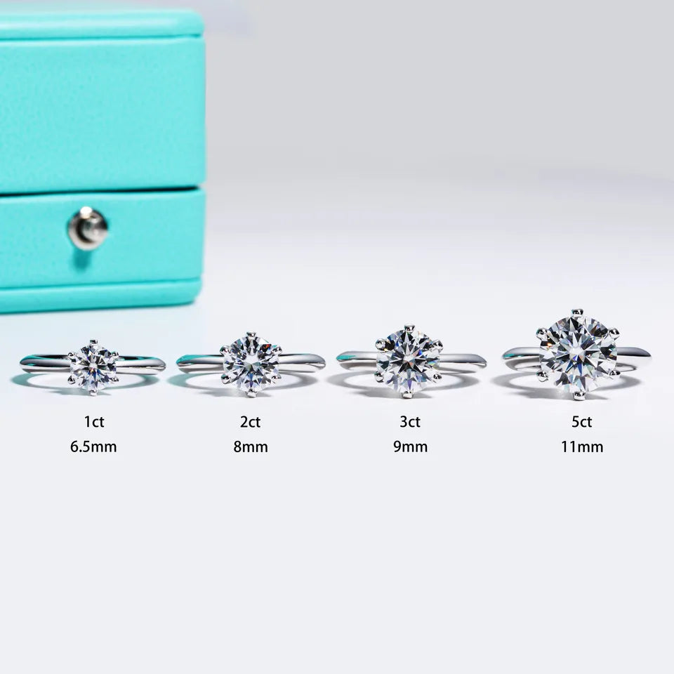 AnuJewel 1ct 2ct 3ct 5ct D Color Moissanite Engagement  Ring for Women 925 Sterling Silver Gold Plated Solitaire Rings Wholesale