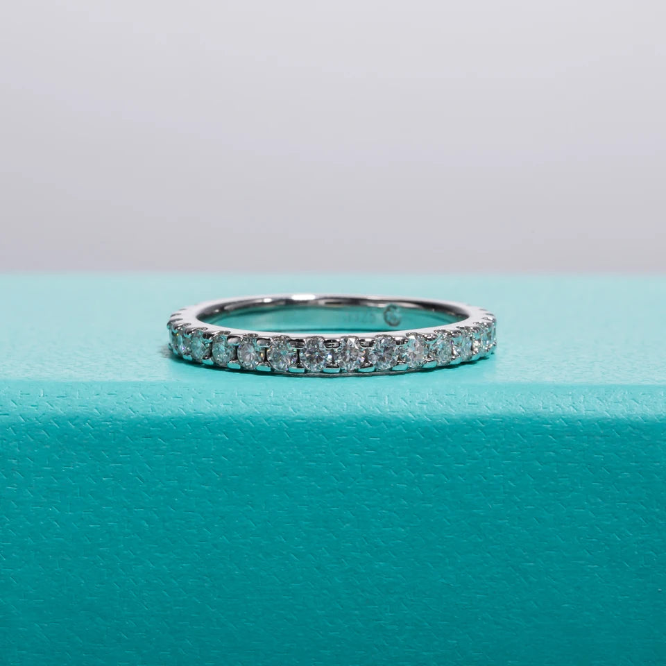 AnuJewel  1.9MM D Color Moissanite Diamond Band Ring 18K Gold Plated Silver  Wedding  Rings Jewelry Wholesale