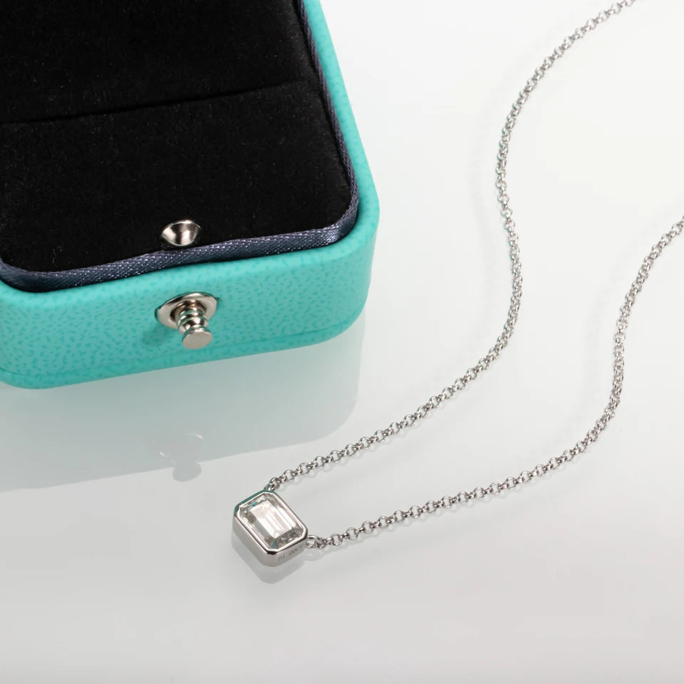 AnuJewel 1ct D Color Emerald Cut Moissanite Pendant Necklace 925 Sterling Silver Necklaces For Women Gifts Wholesale