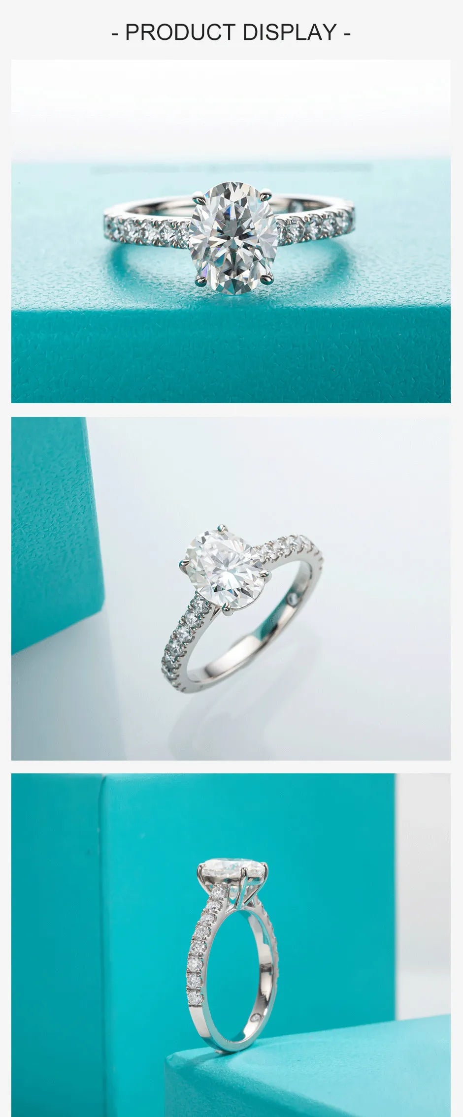 AnuJewel 2 Carat Oval Cut D Color Moissanite Ring 18K Gold Plated 925 Sterling Silver Engagement Wedding Rings Wholesale
