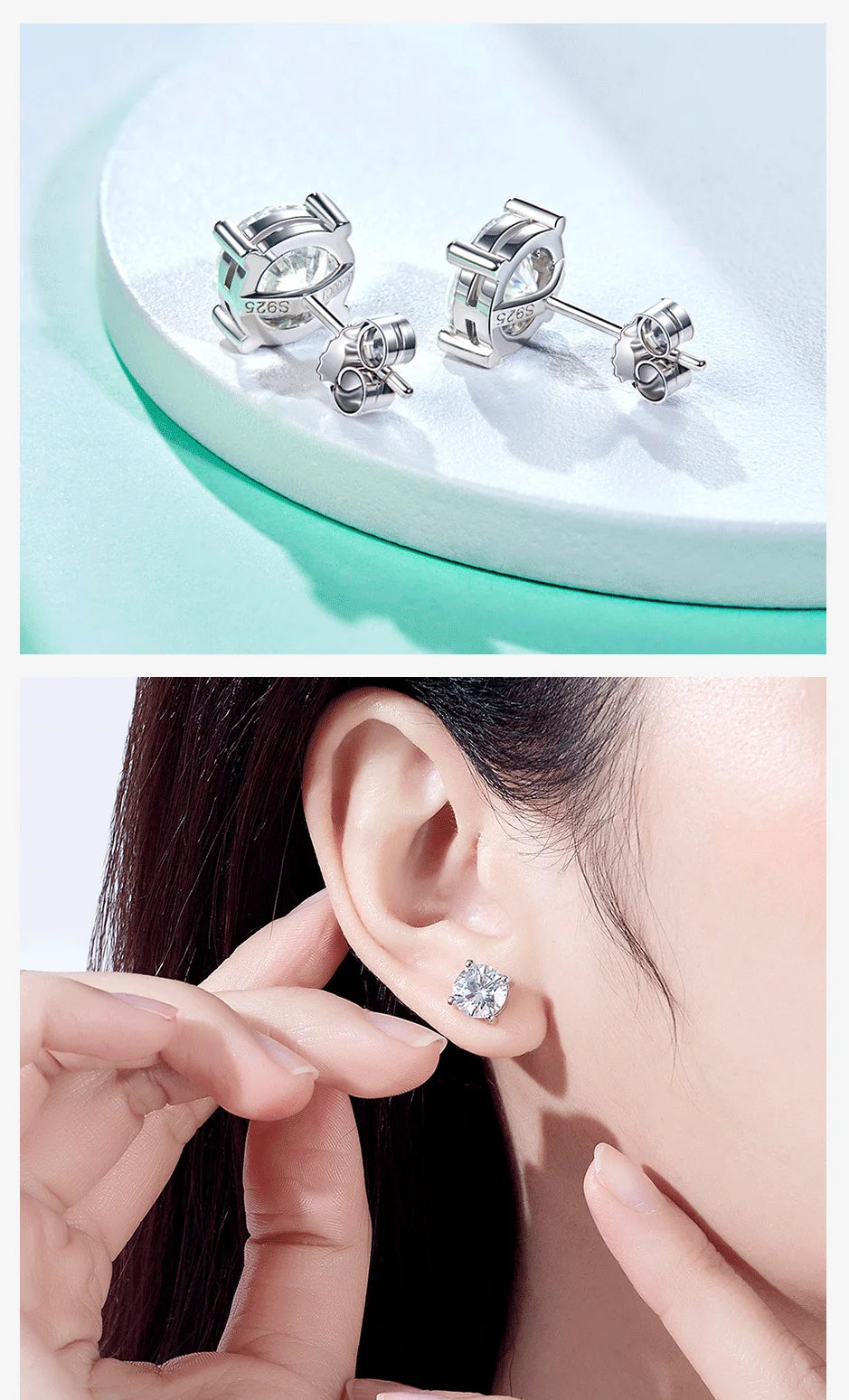 AnuJewel 2ct D Color Moissanite 925 Sterling Silver Stud Earrings for Women With Cer Certificate Jewelry Jewelry Custom Earrings