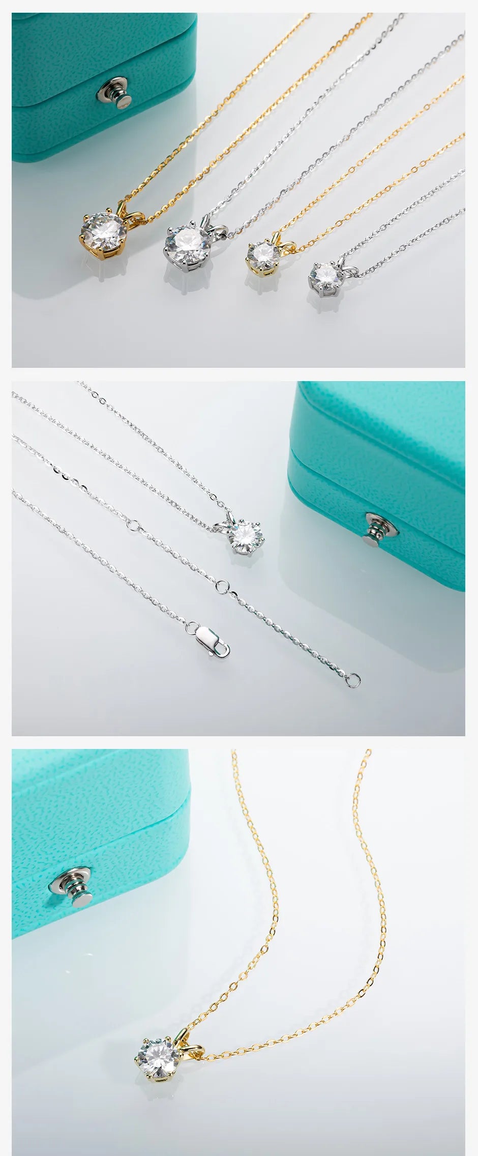 AnuJewel 1ct 3ct 5ct D Color  Moissanite Diamond  Top Quality 18K Gold Plated  Pendant Necklace Fine Jewelry Gifts Wholesale