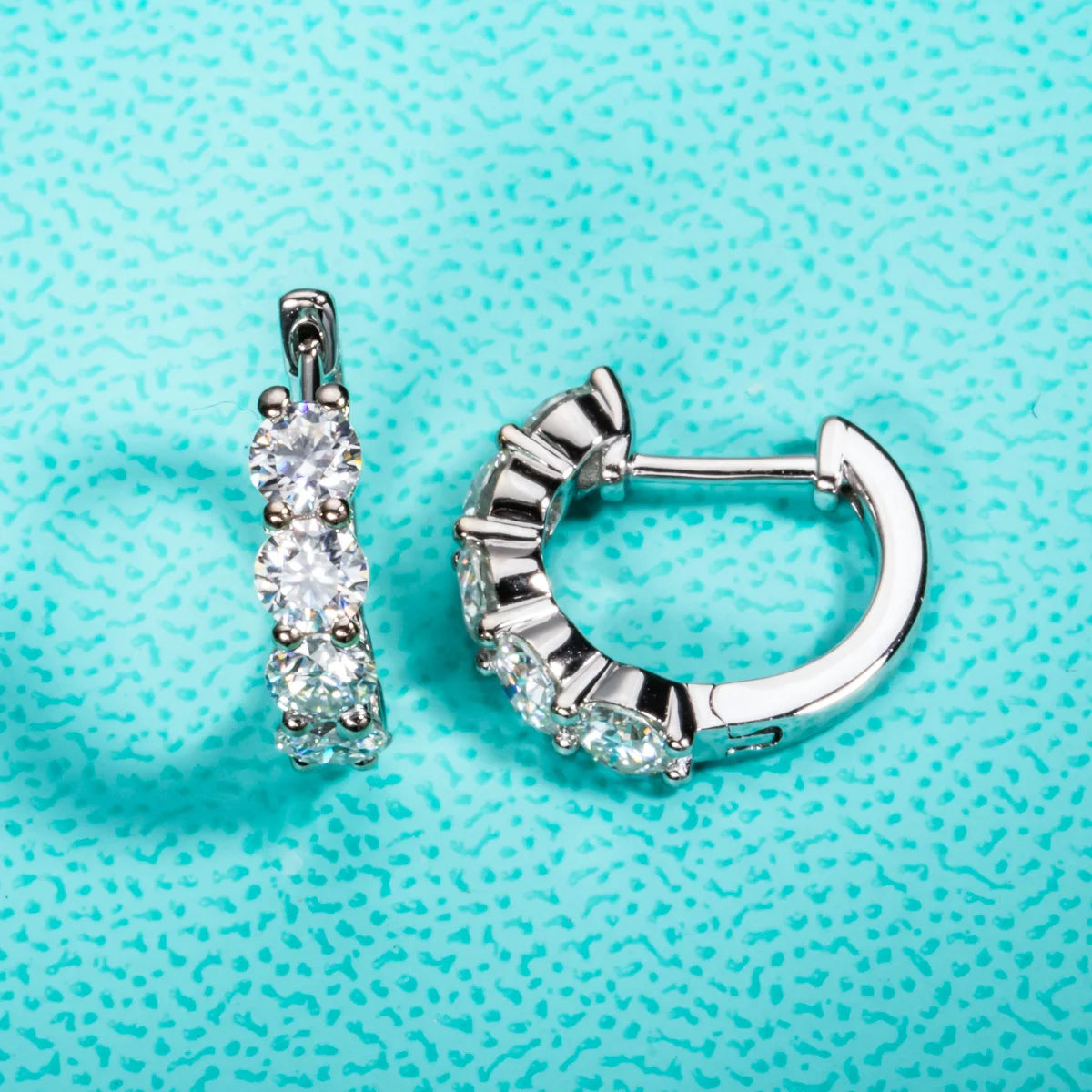 AnuJewel 4mm 3cttw D Color Moissanite Huggie Hoop Earrings 925 Sterling Silver Luxury Huggie Earring For Women