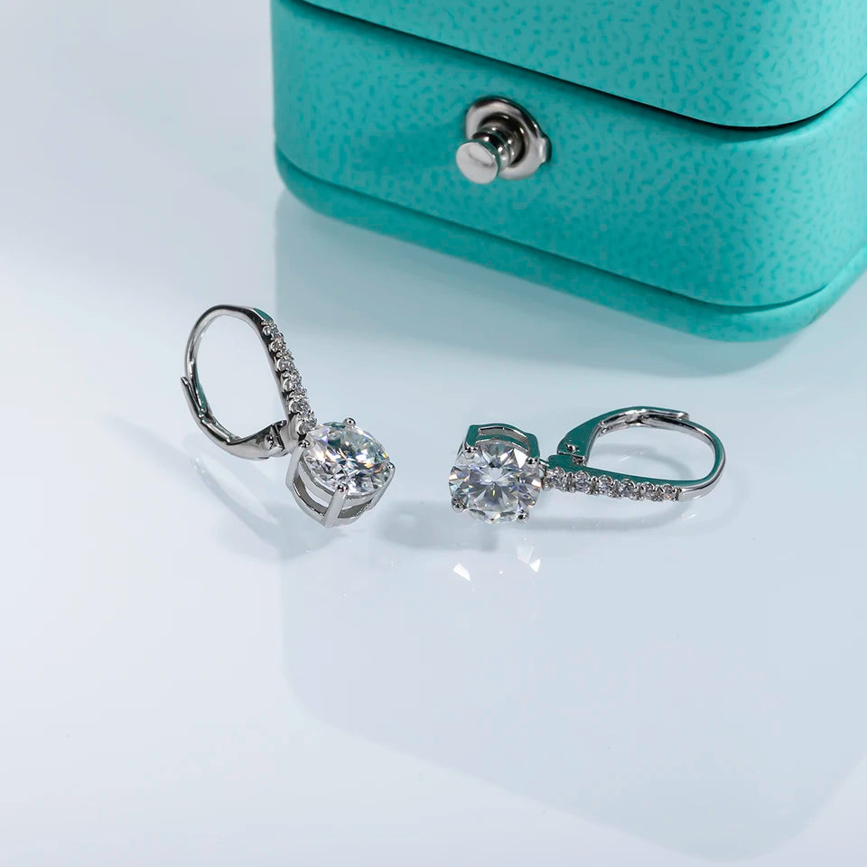 AnuJewel 1 Carat D Color Moissanite Dangle Drop 925 Sterling Silver Earrings With Certificate Jewelry Wholesale