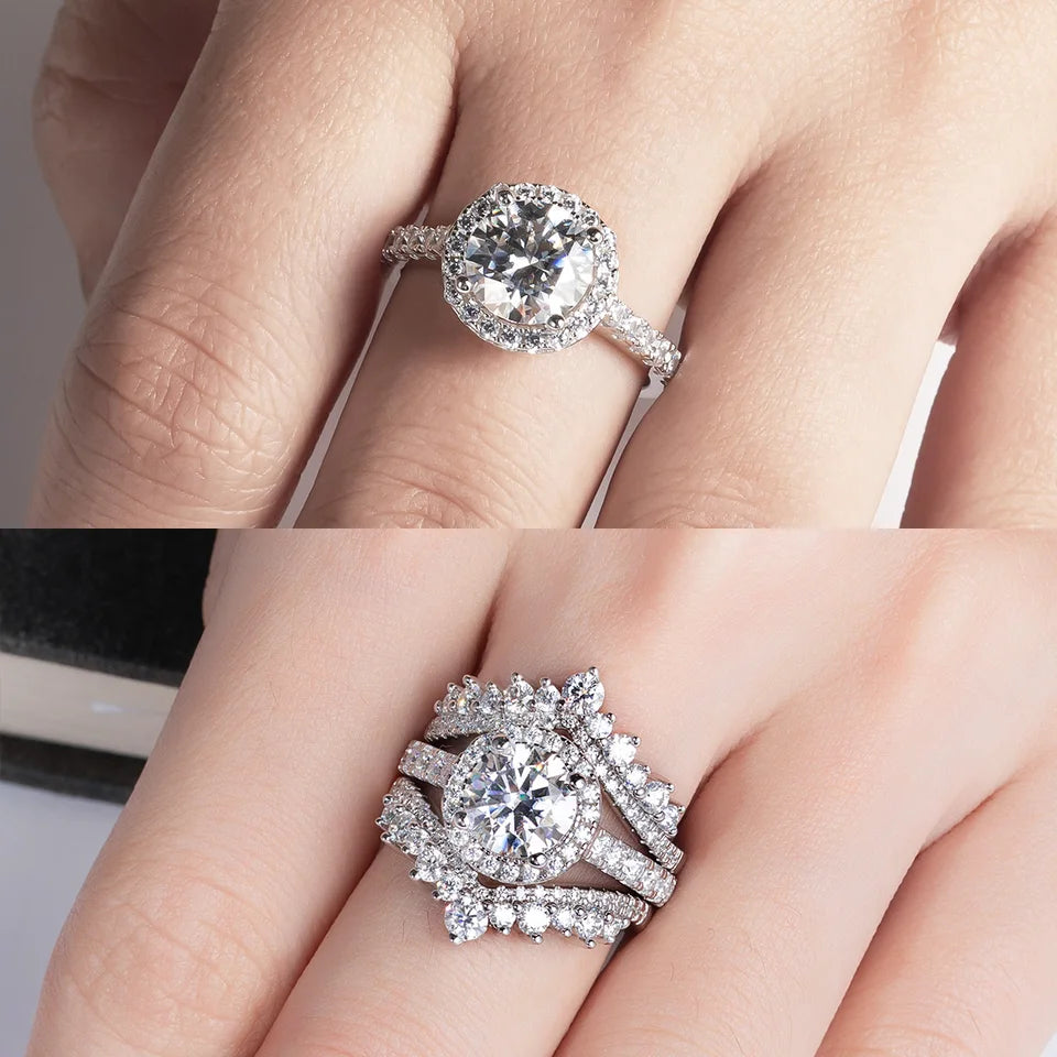 AnuJewel 2 Carat D Color Moissanite Halo Engagement Ring For Women 925 Sterling Silver Wedding  Rings Fine Jewelry Wholesale