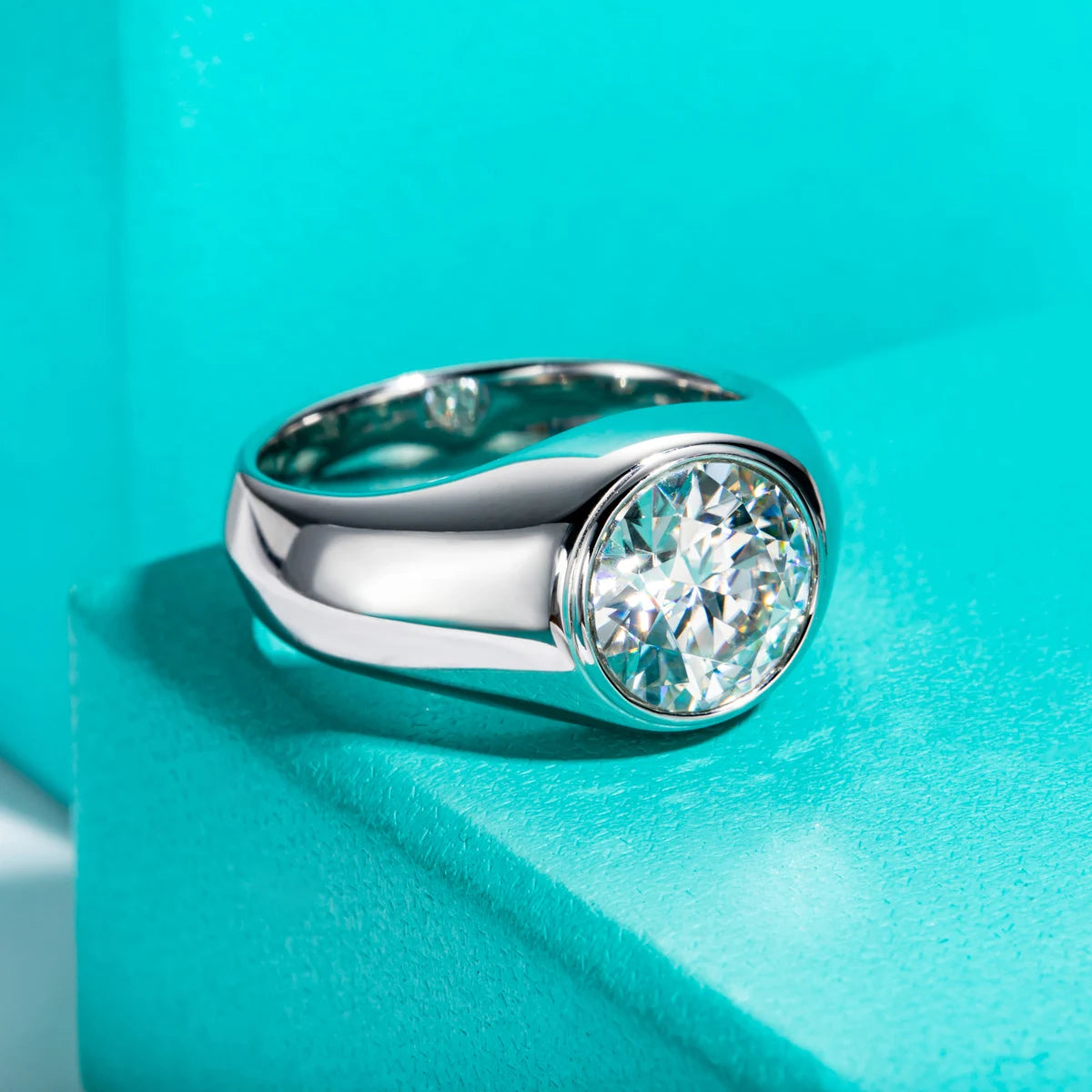 AnuJewel 4ct D Color Moissanite Men Rings 18K Gold Plated  Silver Engagement Bezel Rings For Men Factory Jewelry Wholesale