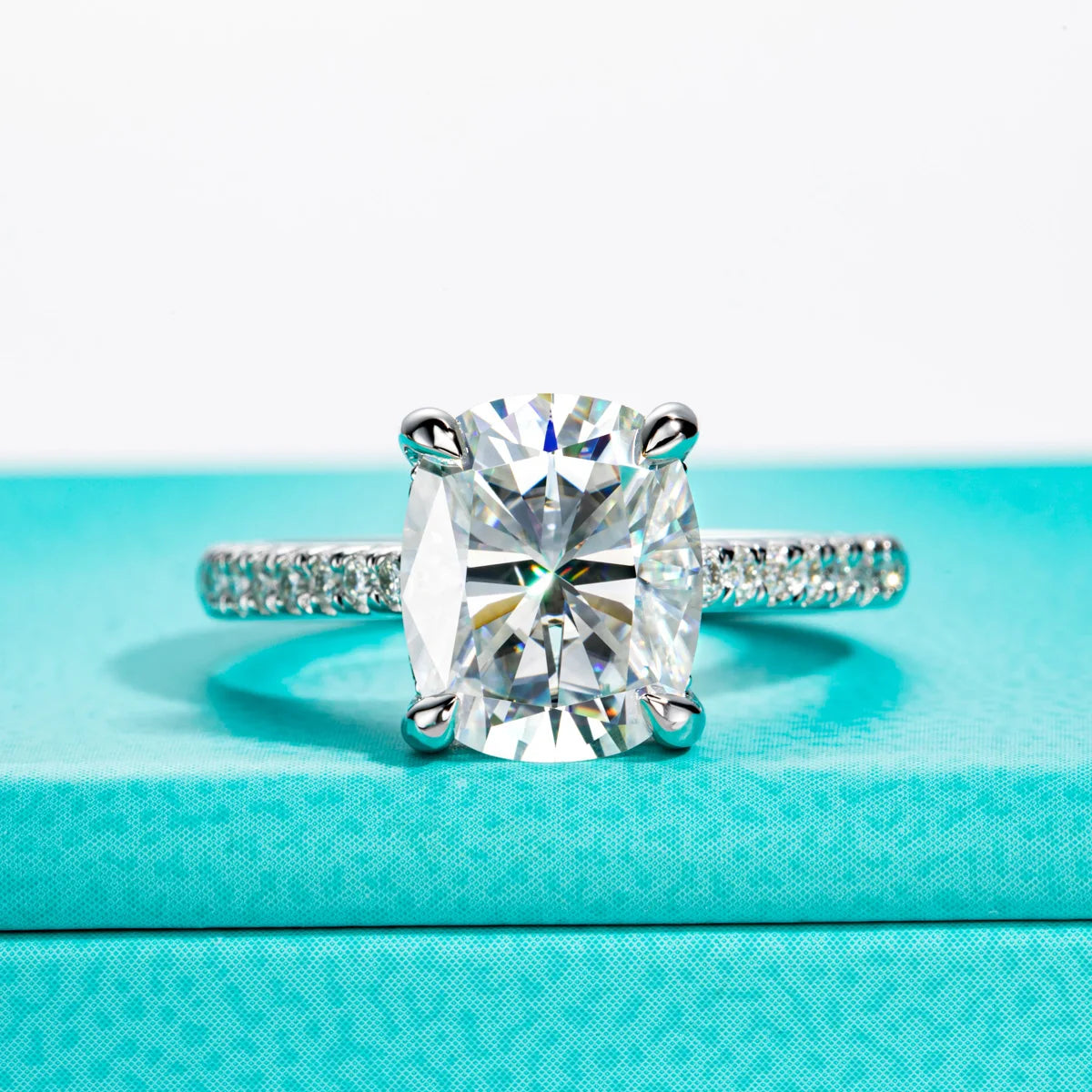 AnuJewel 5ct Cushion Cut D Color Moissanite Engagement Rings For Women 925 Sterling Silver Wedding Rings Jewelry Wholesale