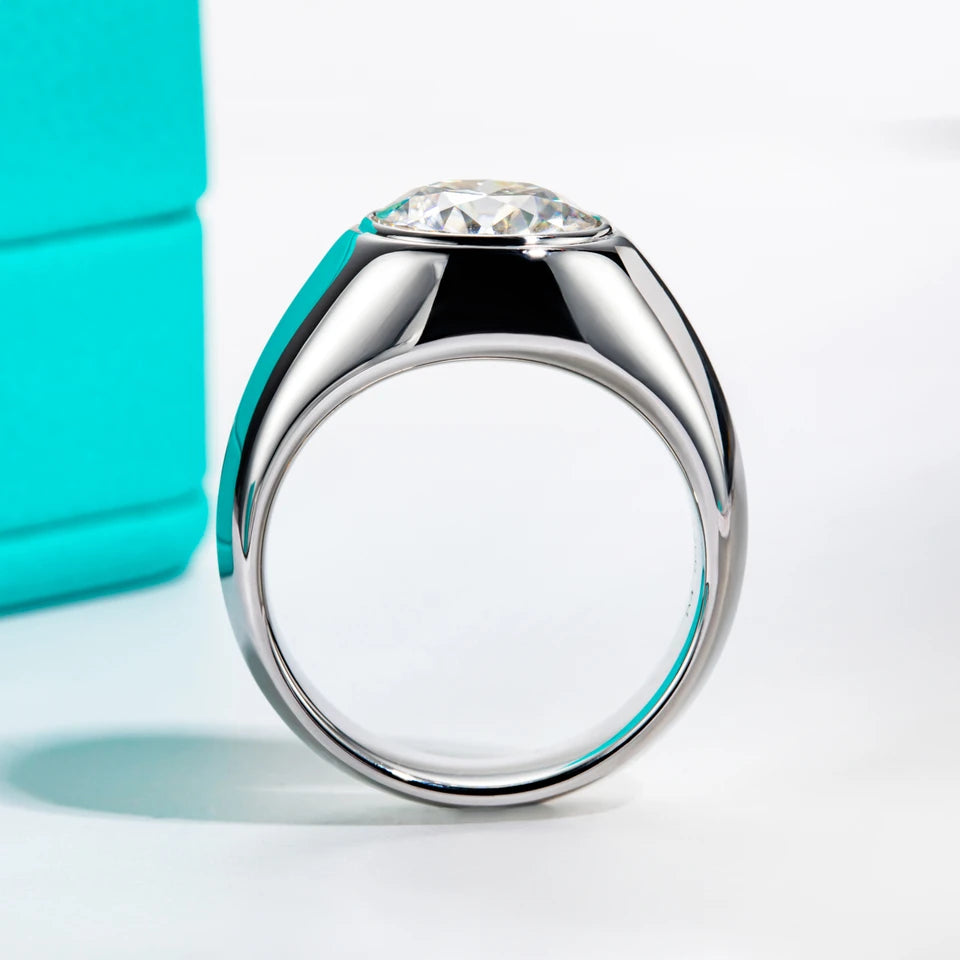AnuJewel 4ct D Color Moissanite Men Rings 18K Gold Plated  Silver Engagement Bezel Rings For Men Factory Jewelry Wholesale