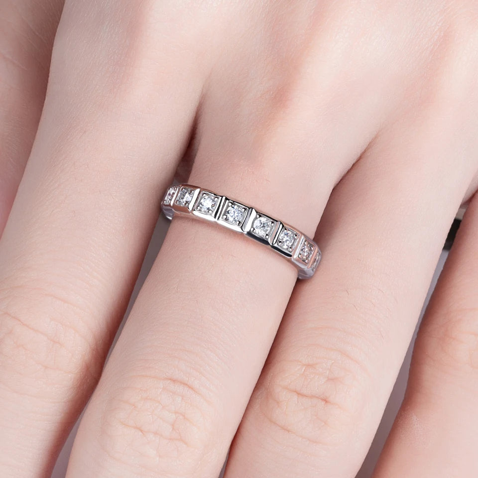 AnuJewel 2.2mm D Color Moissanite Princess Eternity Band Ring 925 Sterling Silver Wedding Band For Women Jewelry Wholesale