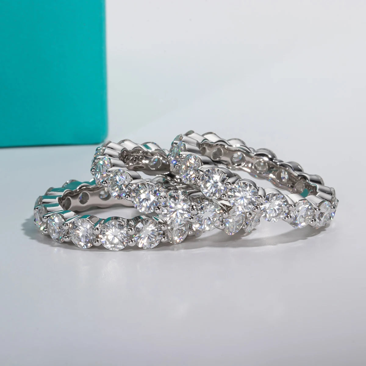 AnuJewel 0.5ct Oval Cut Moissanite Wedding Bands 925 Sterling Silver Lab Created Diamond Half Eternity Rings Jewelry Wholesale