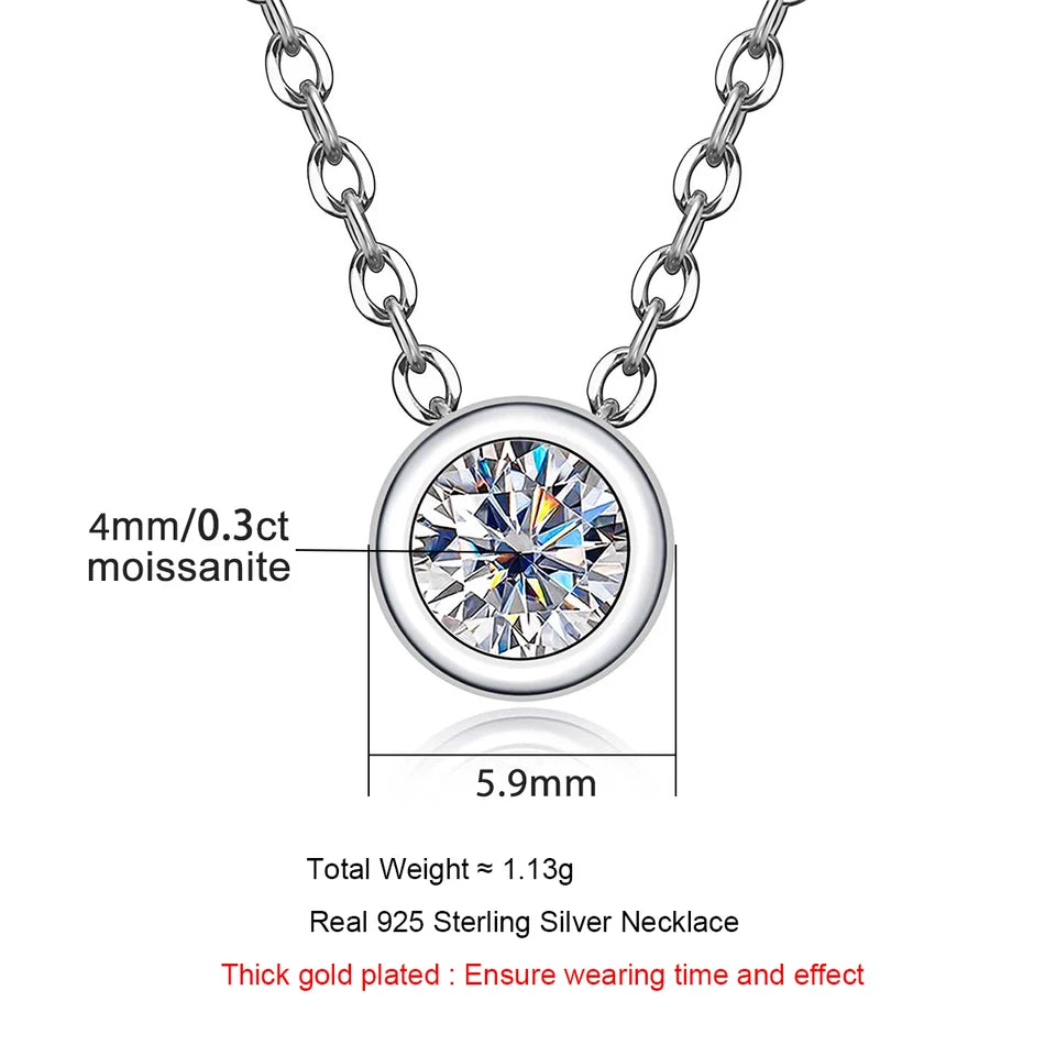AnuJewel 4mm 0.3ct D Color Moissanite Round Brilliant Cutting 18K Gold Plated  45cm 925 Sterling Silver Necklaces  Wholesale