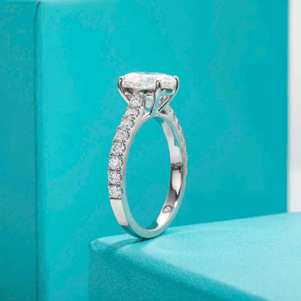 AnuJewel 2 Carat Oval Cut D Color Moissanite Ring 18K Gold Plated 925 Sterling Silver Engagement Wedding Rings Wholesale
