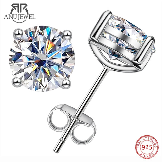 AnuJewel 2ct D Color Moissanite 925 Sterling Silver Stud Earrings for Women With Cer Certificate Jewelry Jewelry Custom Earrings