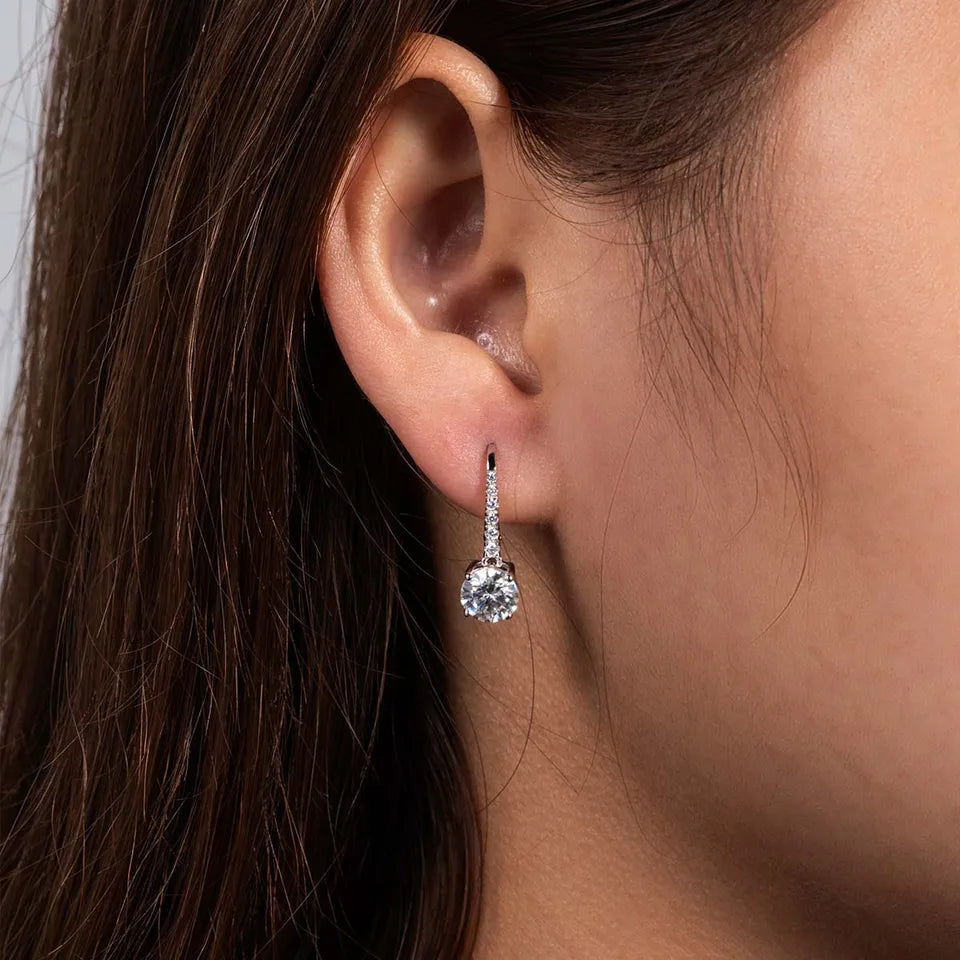 AnuJewel 1 Carat D Color Moissanite Dangle Drop 925 Sterling Silver Earrings With Certificate Jewelry Wholesale