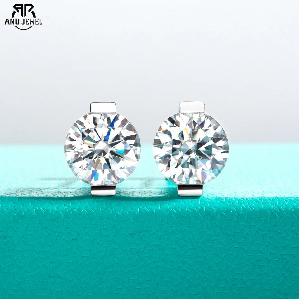 AnuJewel 1cttw-6cttw Moissanites Earrings 925 Sterling Silver D Color VVS1 Moissanite Classic Stud Earrings for Woman Jewelry