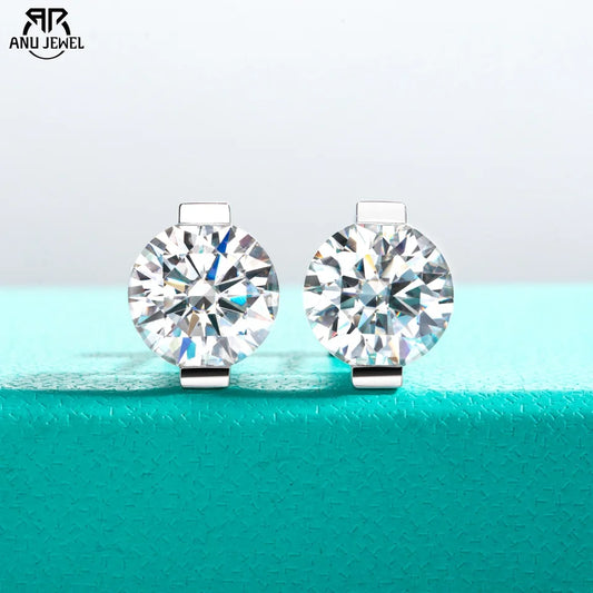 AnuJewel 1cttw-6cttw Moissanites Earrings 925 Sterling Silver D Color VVS1 Moissanite Classic Stud Earrings for Woman Jewelry