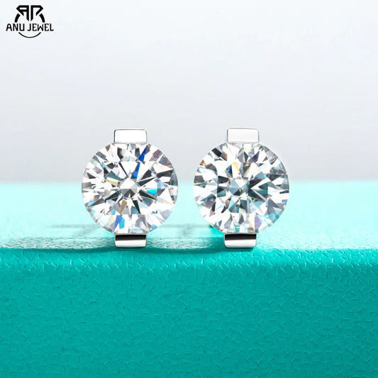 AnuJewel 1cttw-6cttw Moissanites Earrings 925 Sterling Silver D Color VVS1 Moissanite Classic Stud Earrings for Woman Jewelry