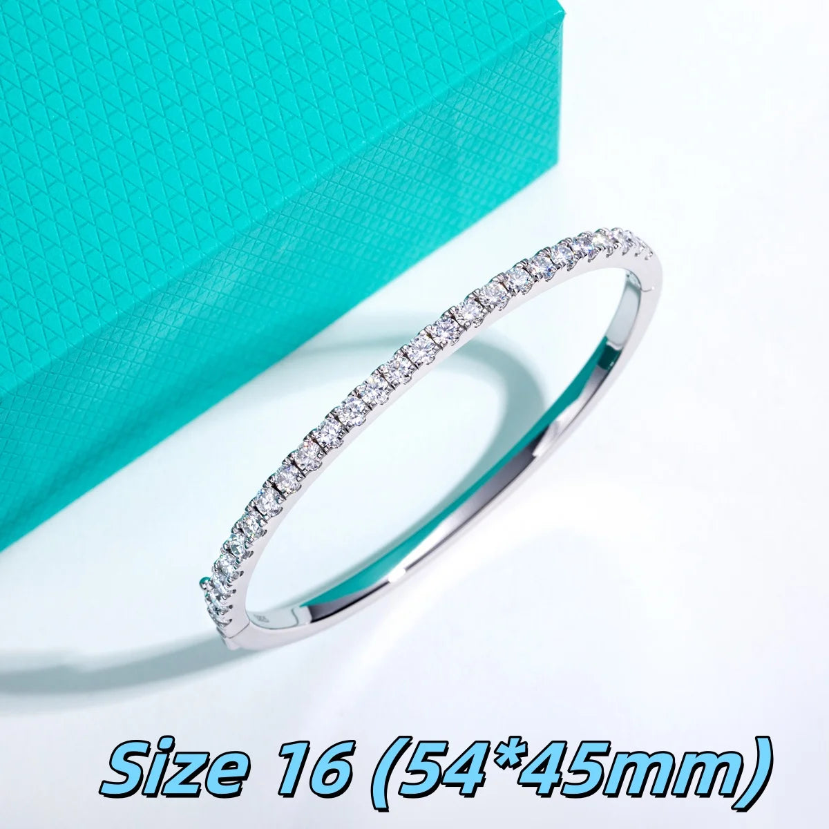 AnuJewel 3mm Half Eternity Moissanite Bracelet 925 Sterling Silver 18K White Gold Plated Bangle for Women Jewelry Gifts