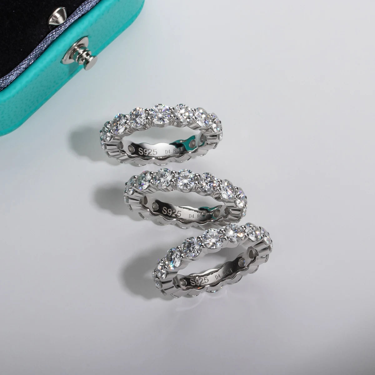 AnuJewel 0.5ct Oval Cut Moissanite Wedding Bands 925 Sterling Silver Lab Created Diamond Half Eternity Rings Jewelry Wholesale