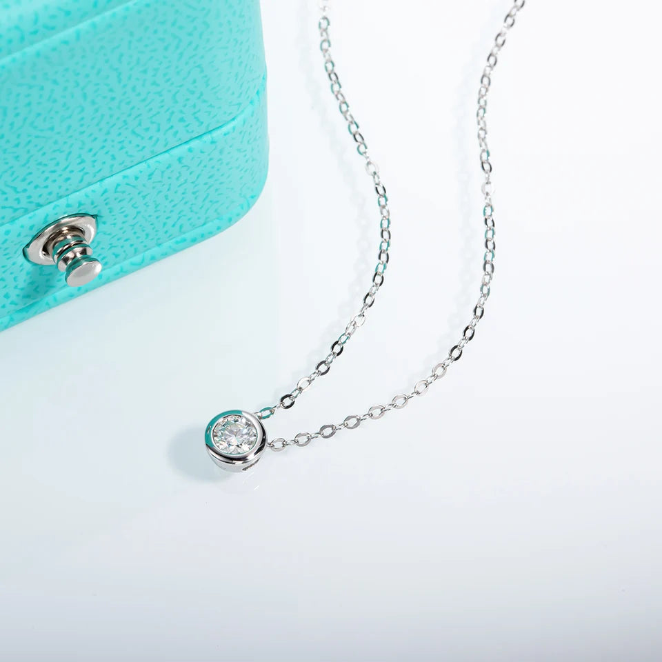 AnuJewel 4mm 0.3ct D Color Moissanite Round Brilliant Cutting 18K Gold Plated  45cm 925 Sterling Silver Necklaces  Wholesale