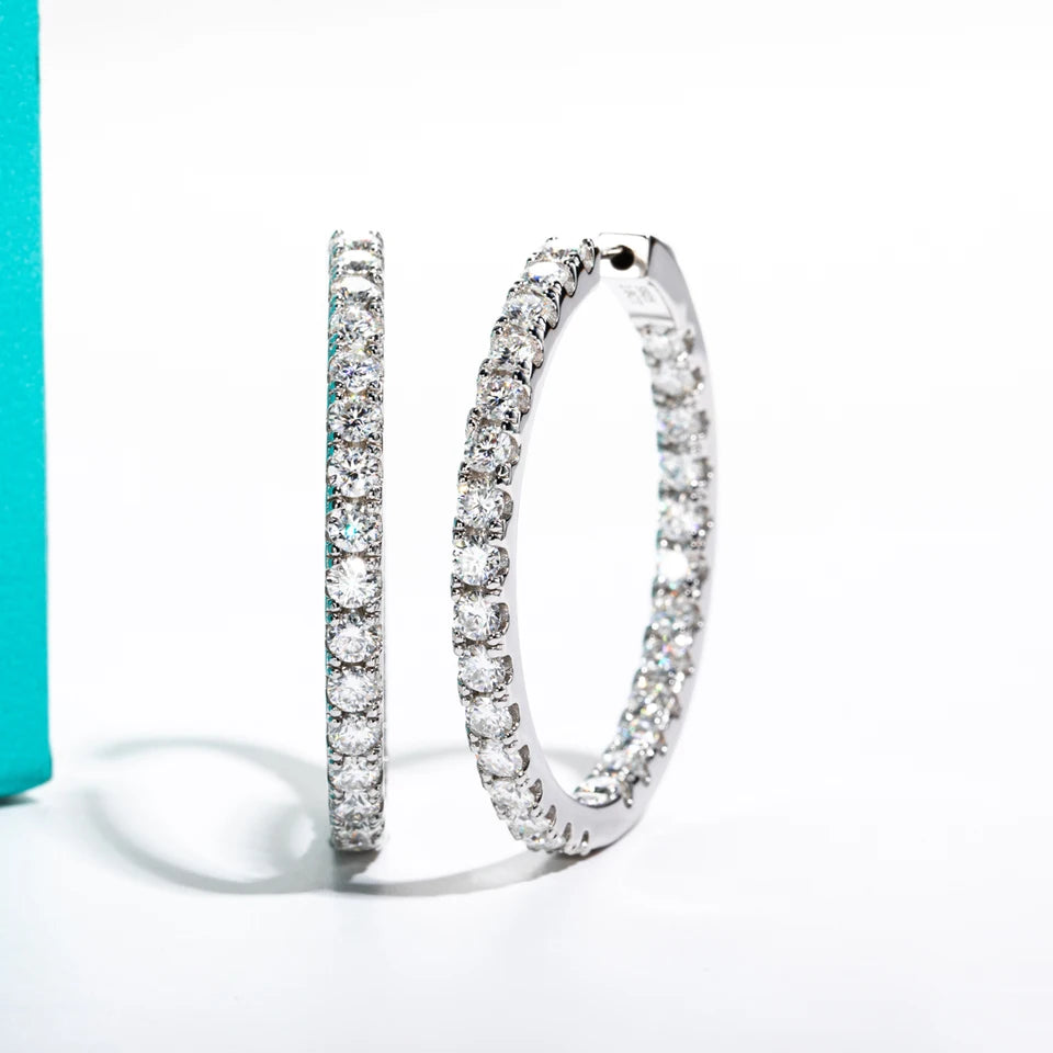 AnuJewel 3mm 5.6cttw D Color Moissanite Big Hoop Earrings 925 Sterling Silver Luxury Huggie Earring For Women Jewelry Wholesale