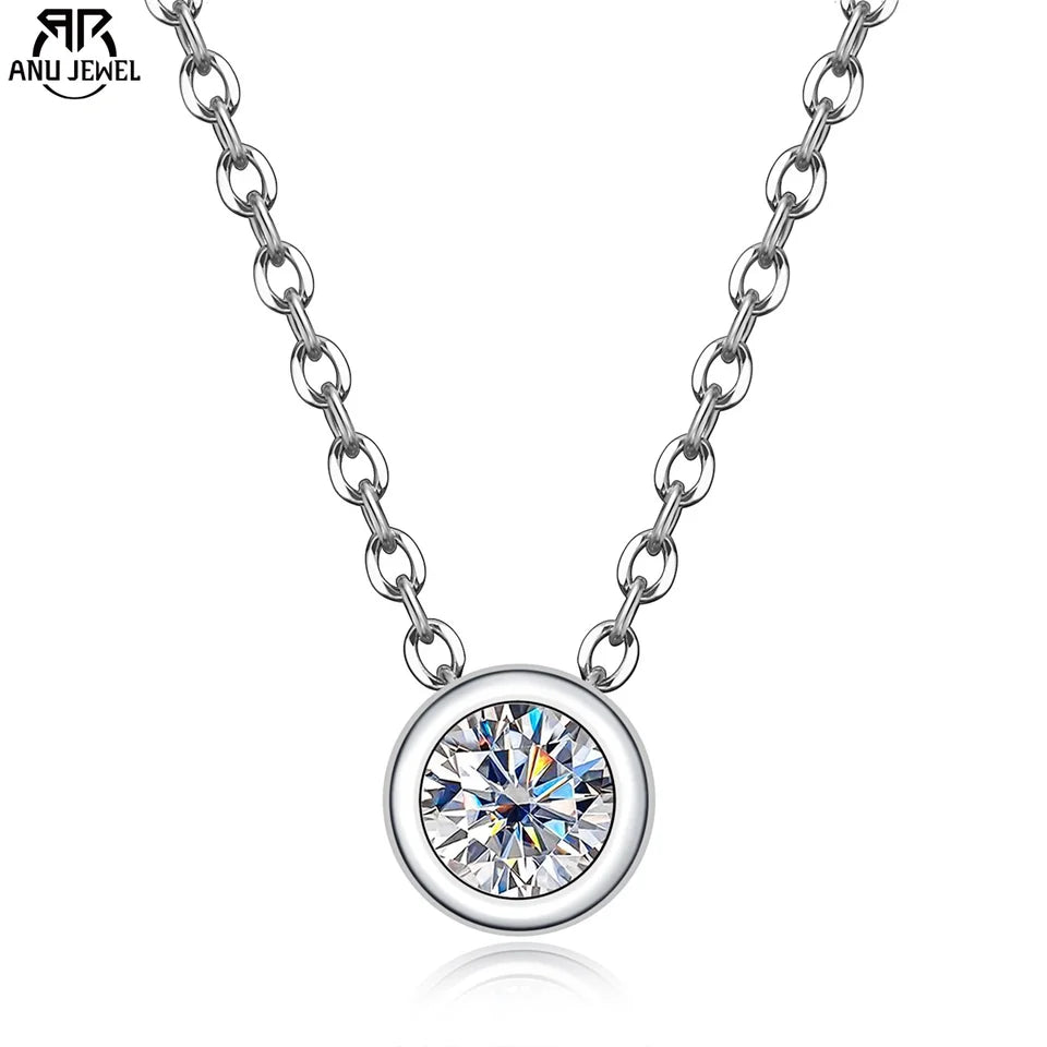 AnuJewel 4mm 0.3ct D Color Moissanite Round Brilliant Cutting 18K Gold Plated  45cm 925 Sterling Silver Necklaces  Wholesale