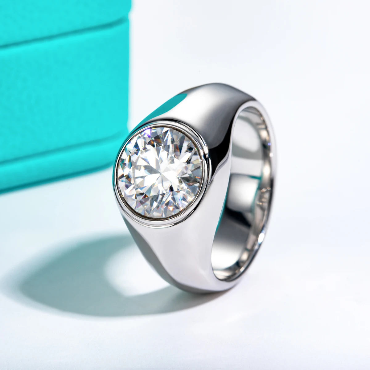 AnuJewel 4ct D Color Moissanite Men Rings 18K Gold Plated  Silver Engagement Bezel Rings For Men Factory Jewelry Wholesale